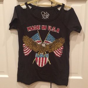 New  Chaser black cold shoulder t-shirt XS